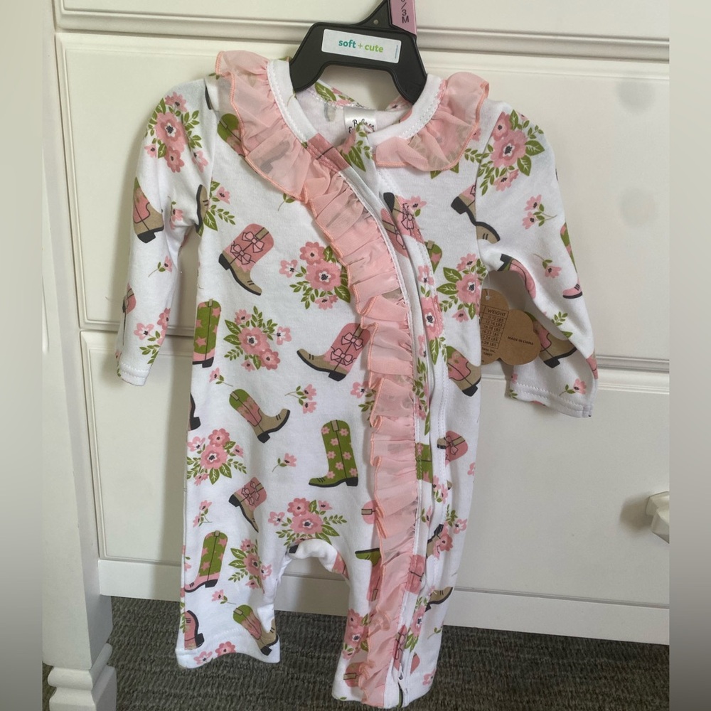 Baby Essentials Pink and Green Western Outfit
